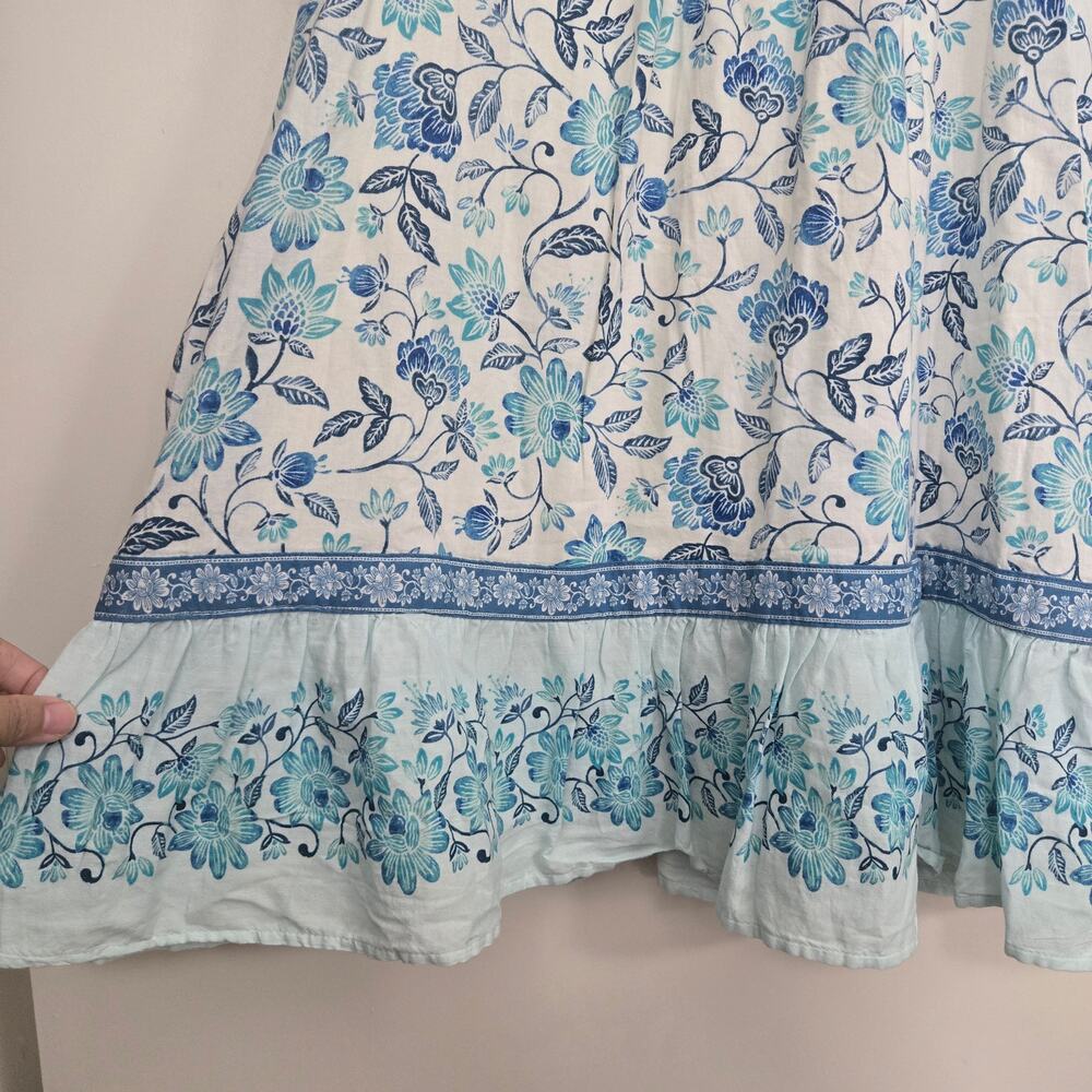 Old Navy Puff Sleeve Floral Printed Mini Swing Dress Size M Blue White Summer - Picture 8 of 12
